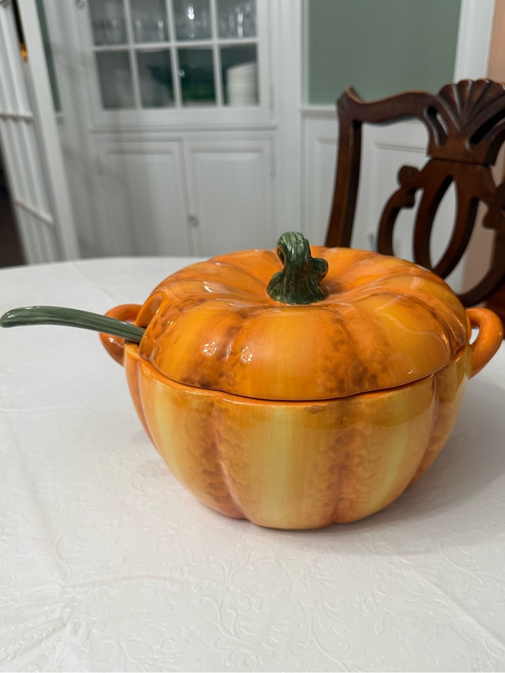 Grasslands Road Pumpkin Soup Tureen w/ Ladle Fall Thanksgiving Serving Bowl NWT